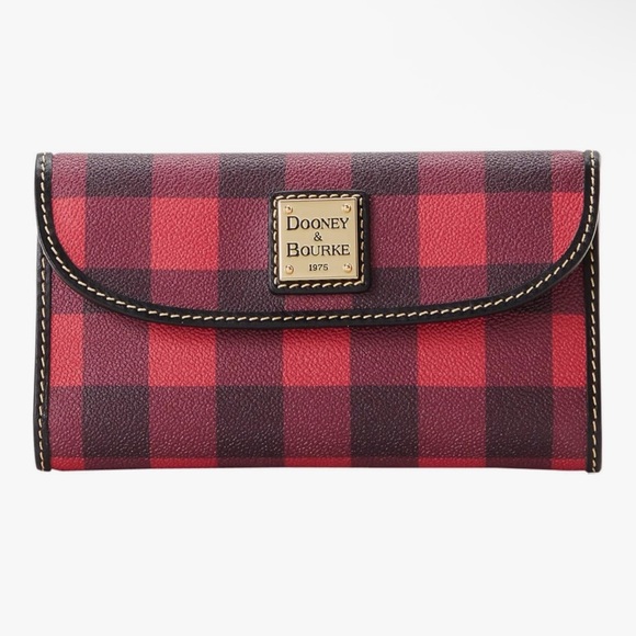Dooney & Bourke Handbags - Dooney & Bourke Tucker Continental Clutch Wallet Red Buffalo Plaid Pattern